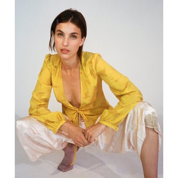 💕REALISATION PAR💕 The Stevie Top ~ Sunflower Yellow Print XS - Picture 5 of 16